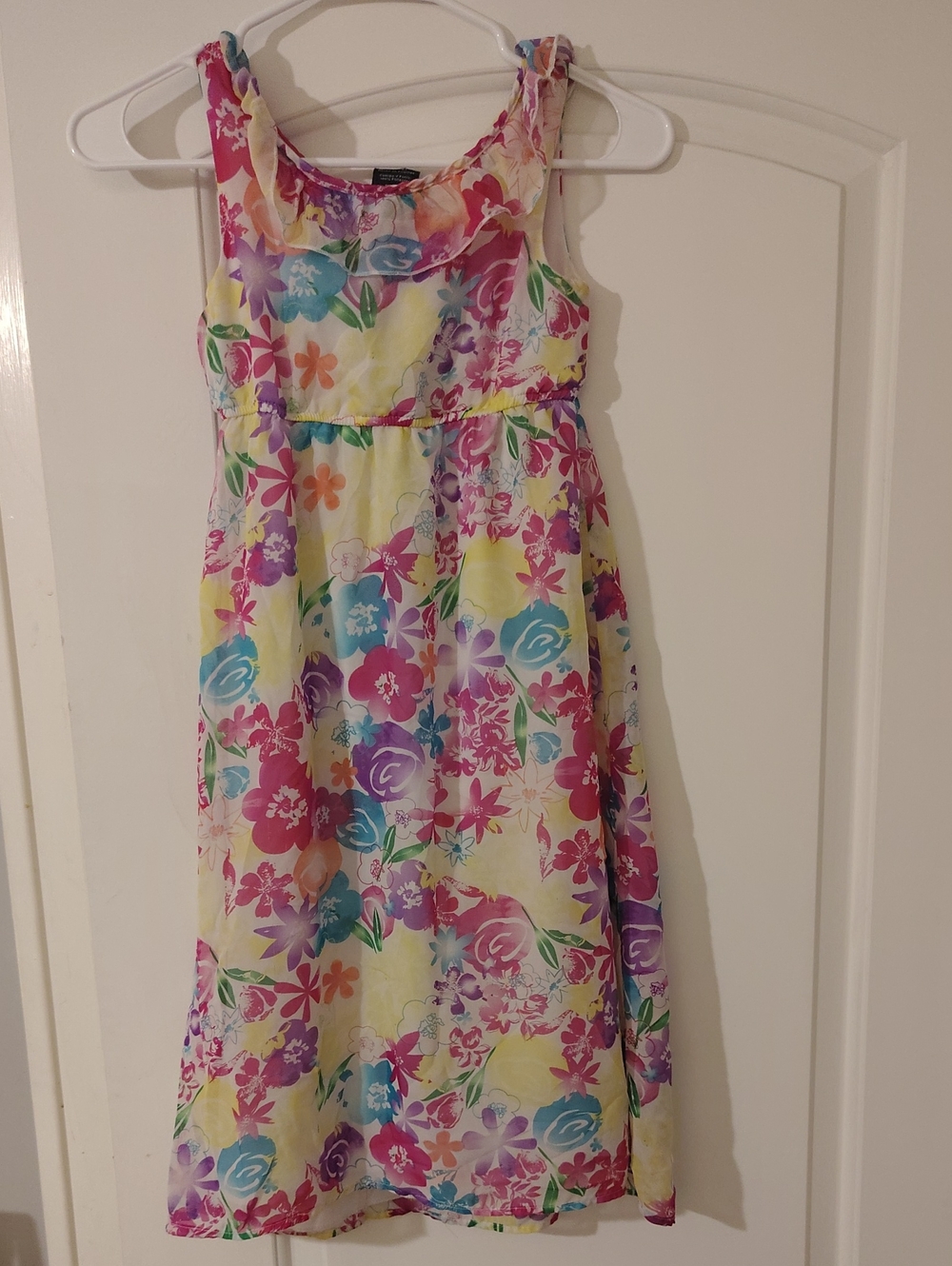 Girls Floral Summer Dress in Yellow Multi-color